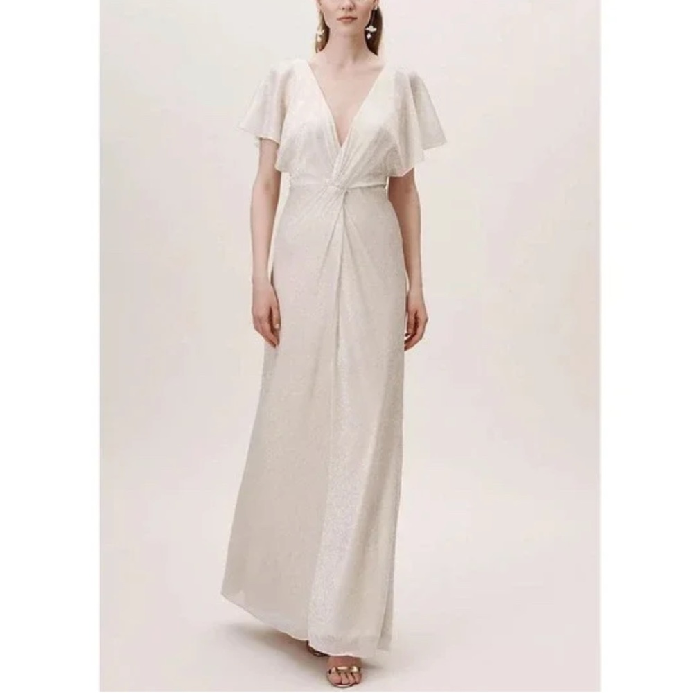 Anthropologie x BHLDN Jenny Yoo Chambers gold beige cream gown NWT sz 10